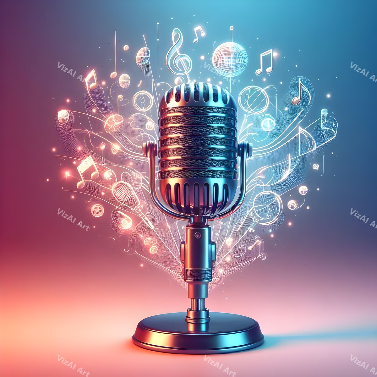 Swirling Notes Explosion Microphone Art — print 5