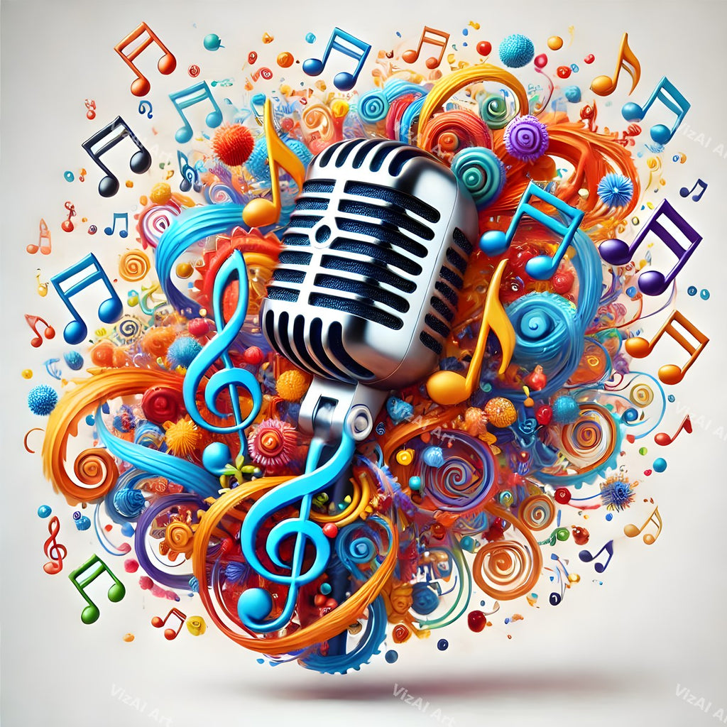 Swirling Notes Explosion Microphone Art — print 7