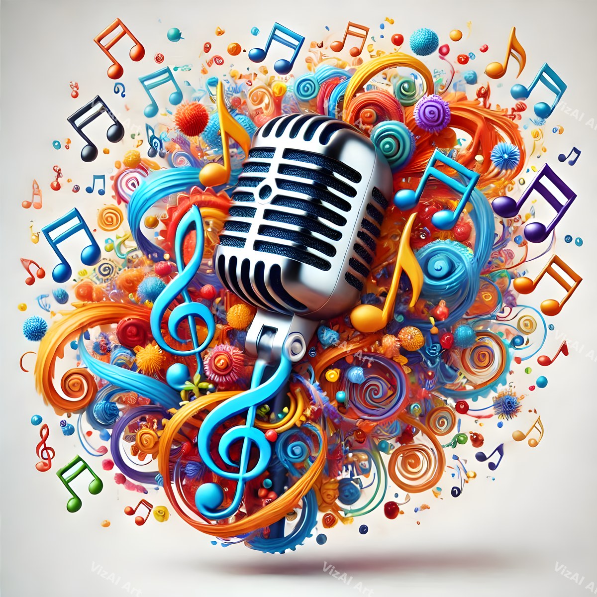 Swirling Notes Explosion Microphone Art — print 7
