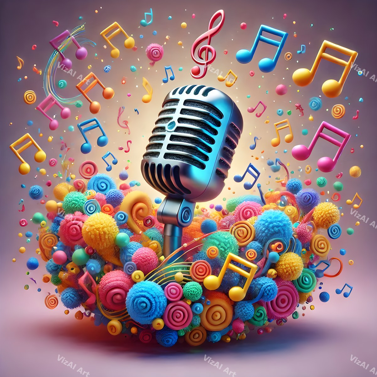 Swirling Notes Explosion Microphone Art — print 8