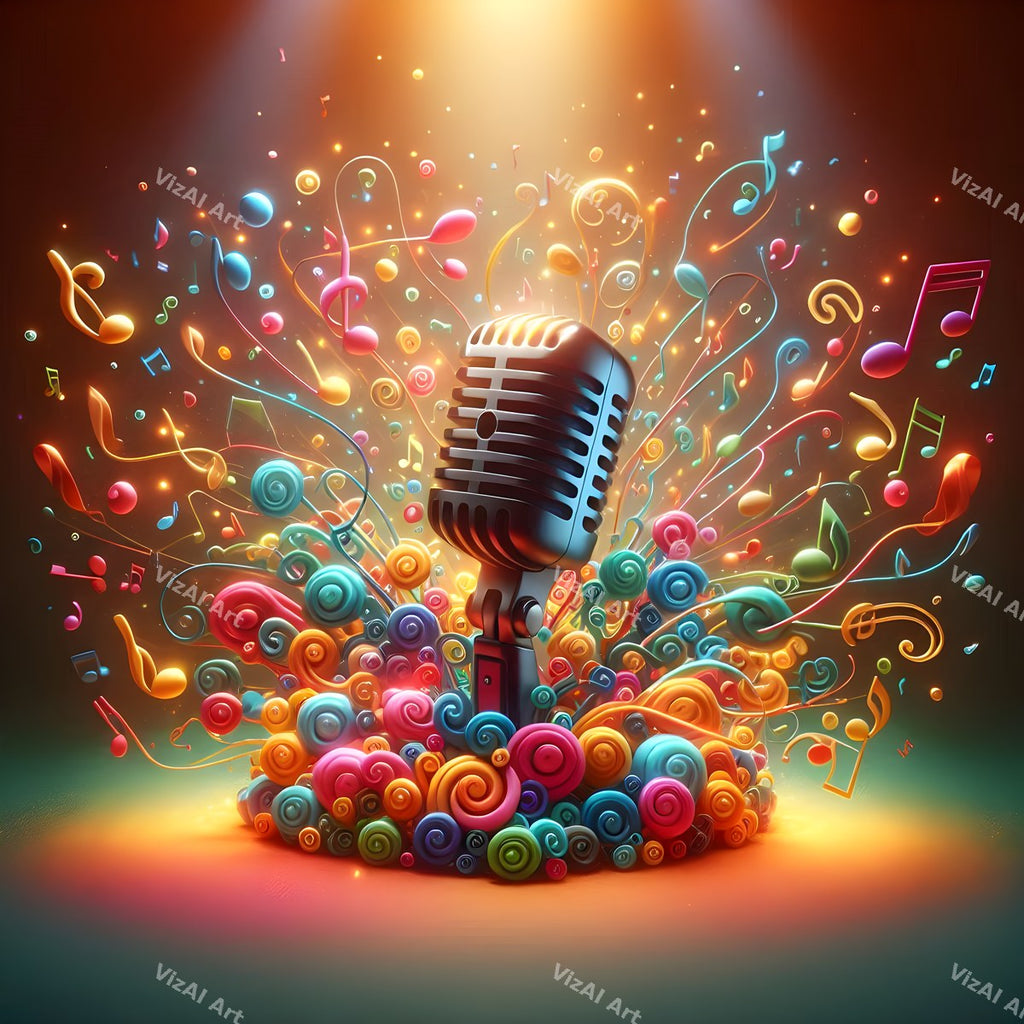 Swirling Notes Explosion Microphone Art — print 10