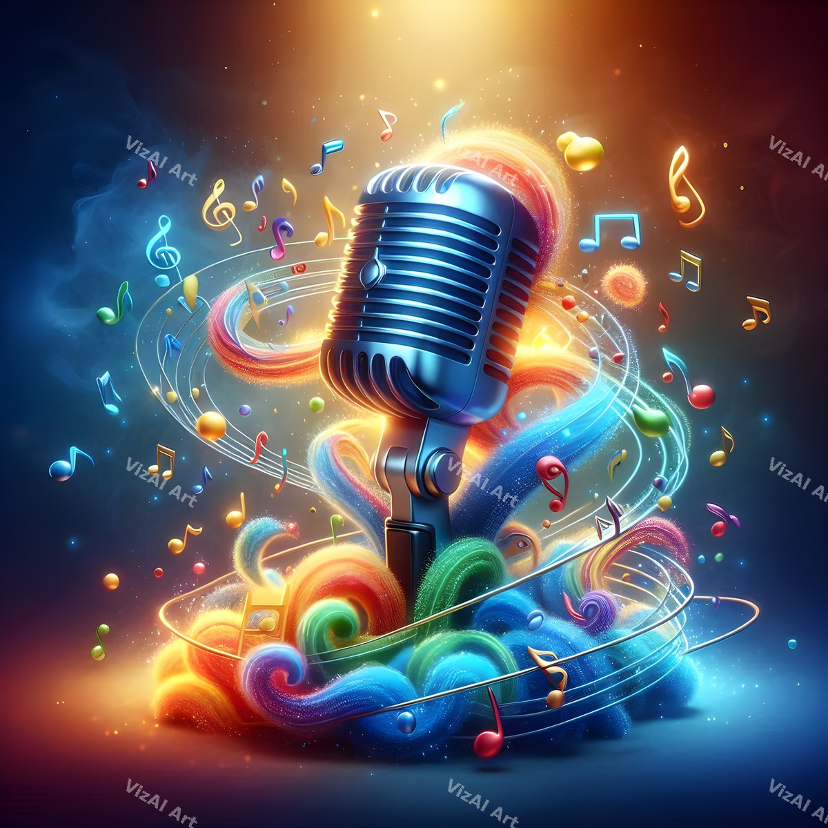 Swirling Notes Explosion Microphone Art — print 11