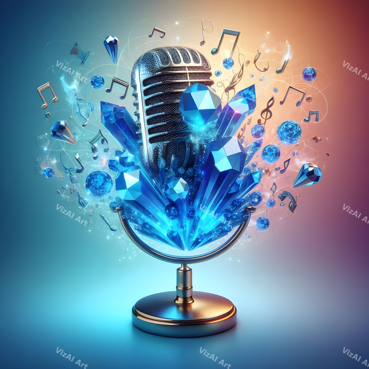 Crystal & Gemstone Microphone Art — print 3
