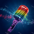 Floating Staves Silver Microphone Art — print 1