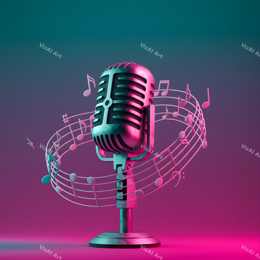 Floating Staves Silver Microphone Art — print 5