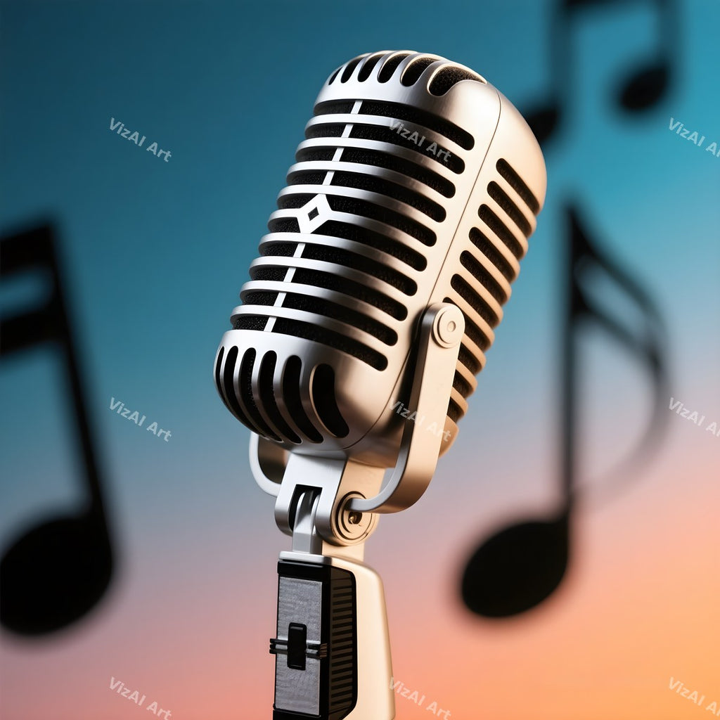 Floating Staves Silver Microphone Art — print 6