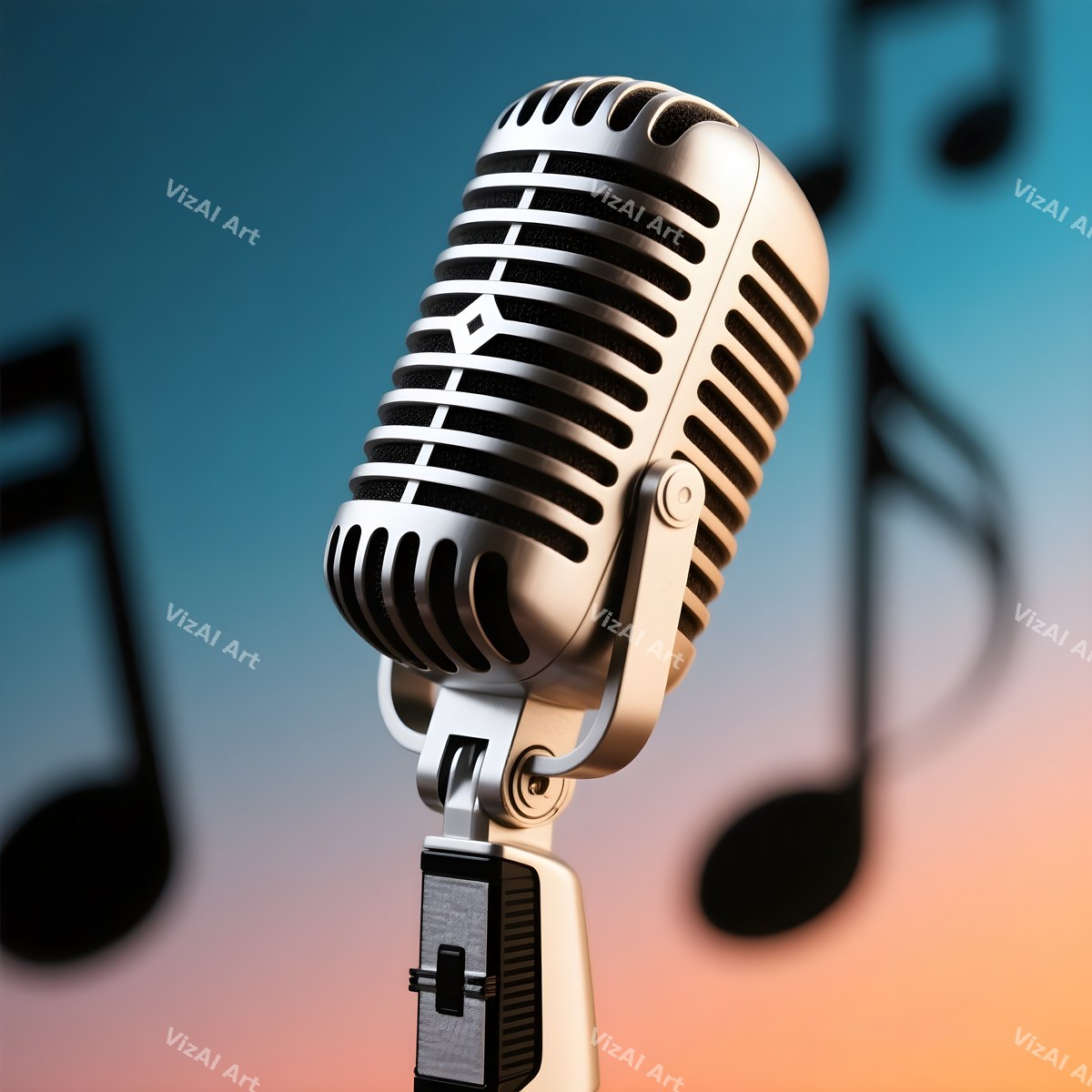 Floating Staves Silver Microphone Art — print 6