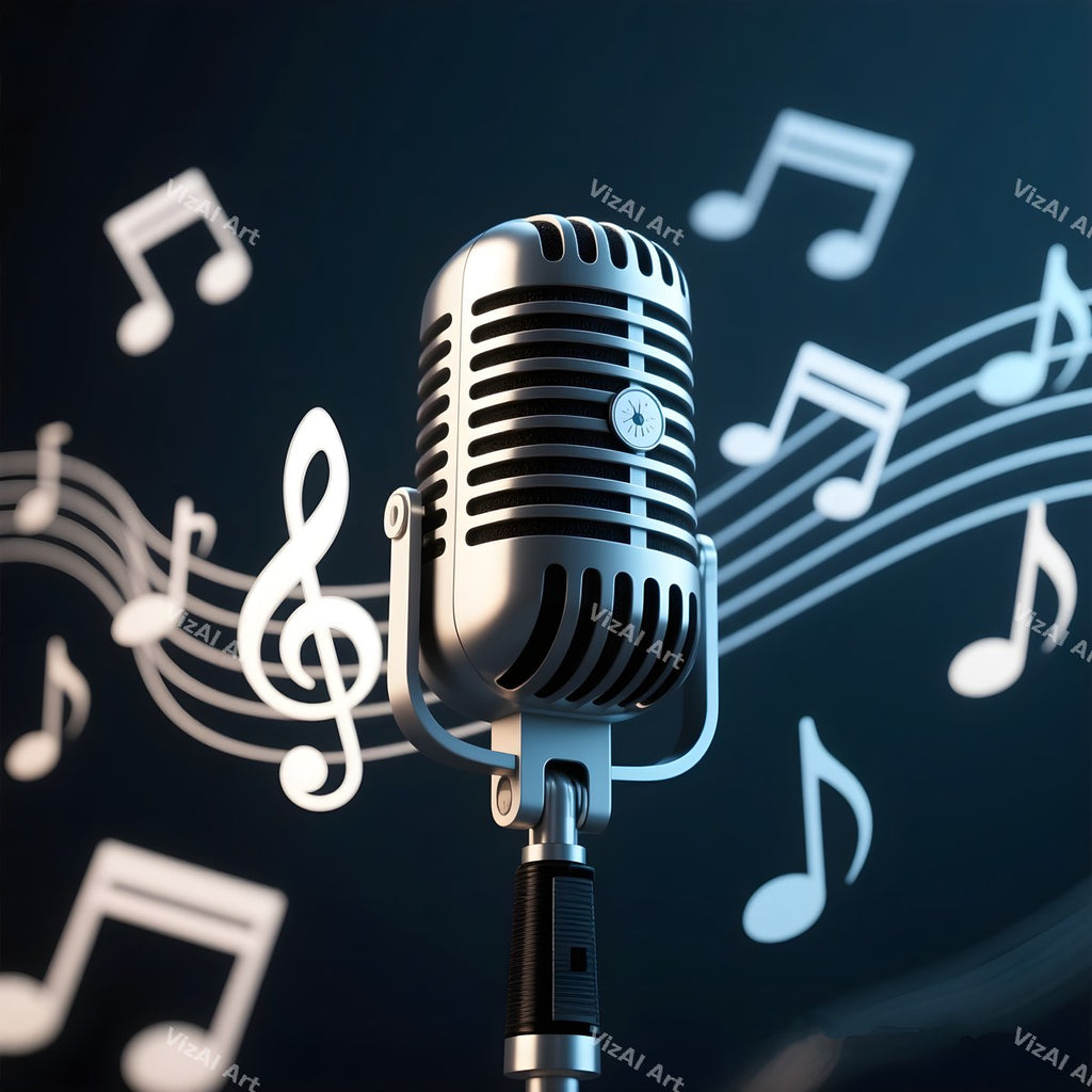 Floating Staves Silver Microphone Art — print 9