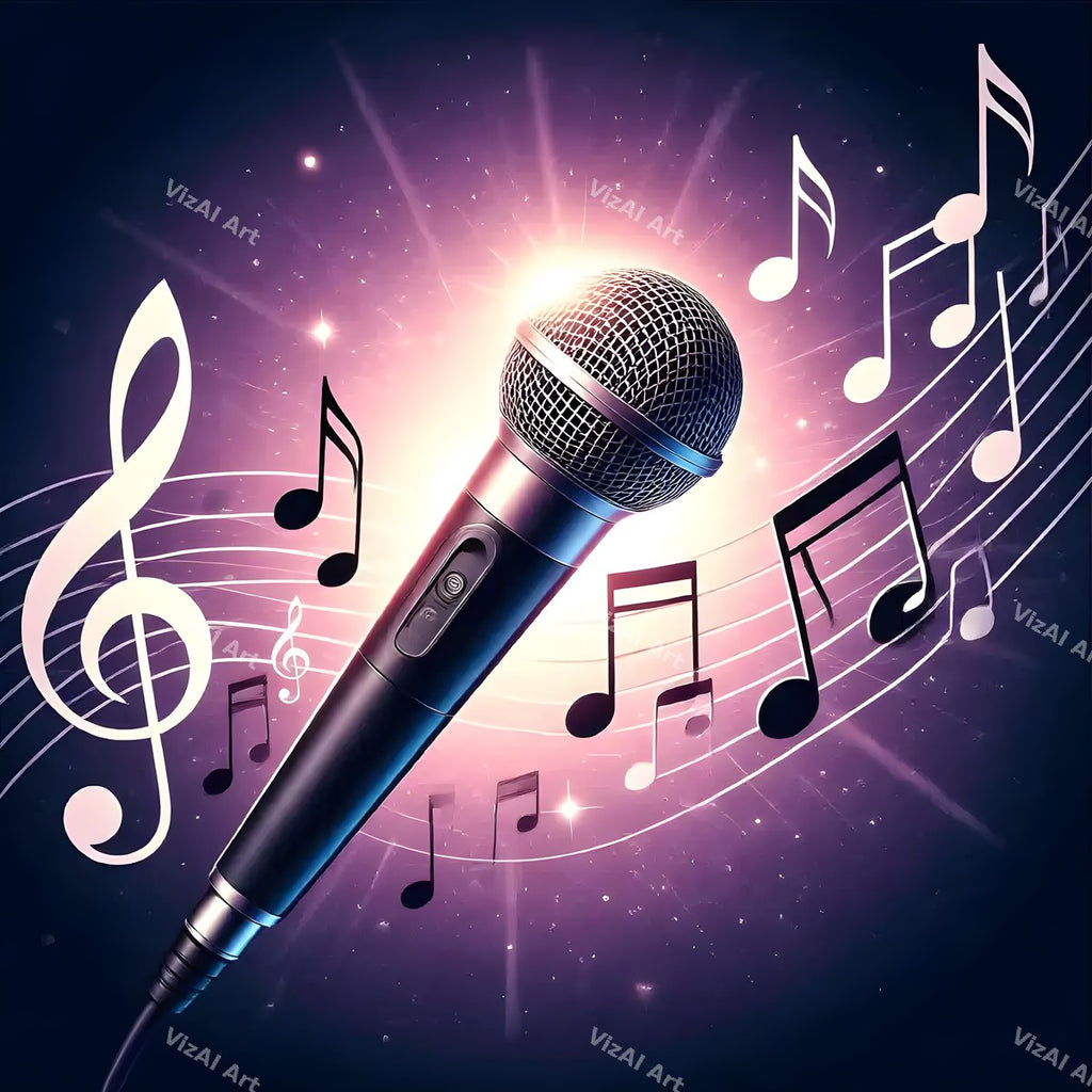 Floating Staves Silver Microphone Art — print 11