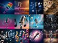 Floating Staves Silver Microphone Art — 12 Printable Prints