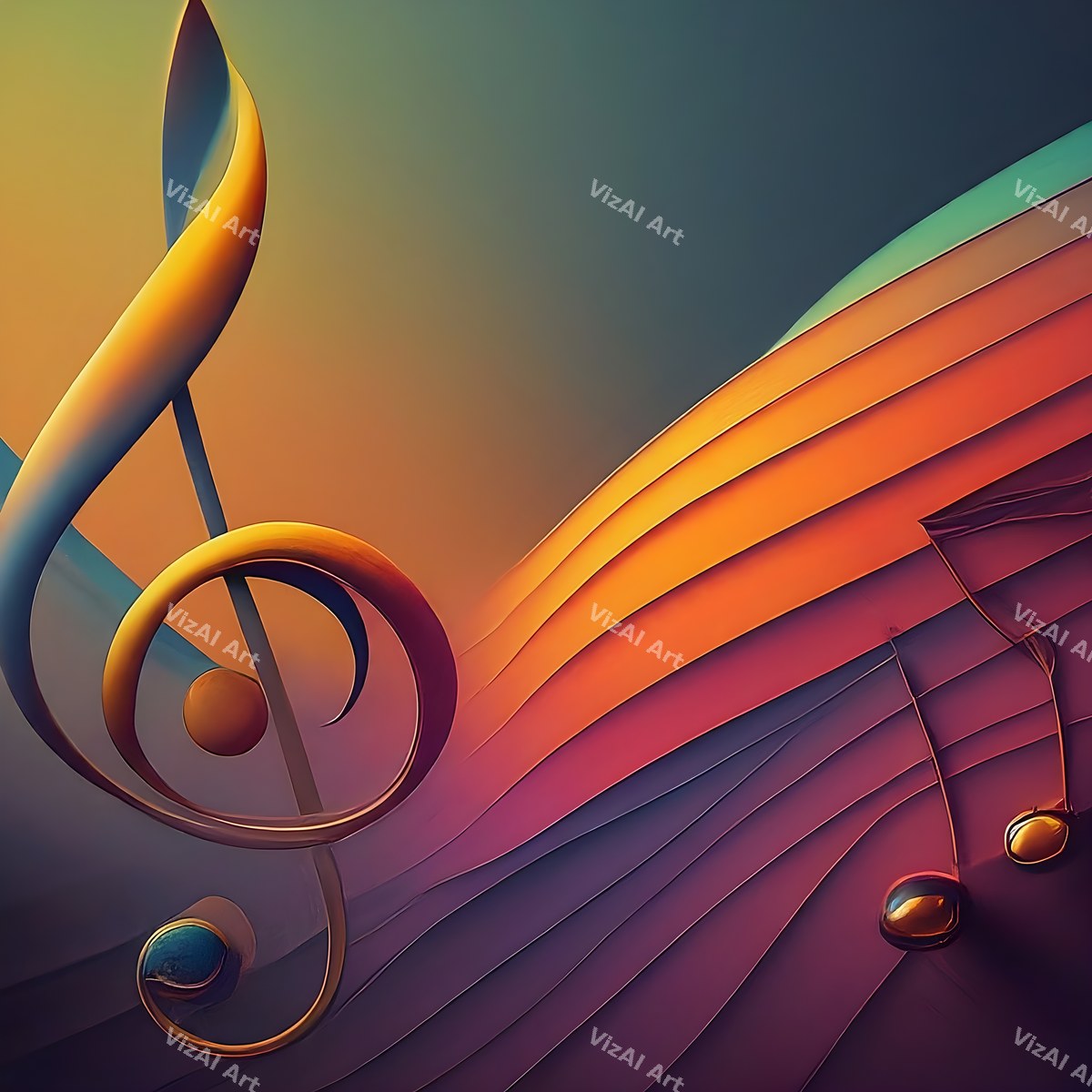 Gradient Music Notes Art — print 4