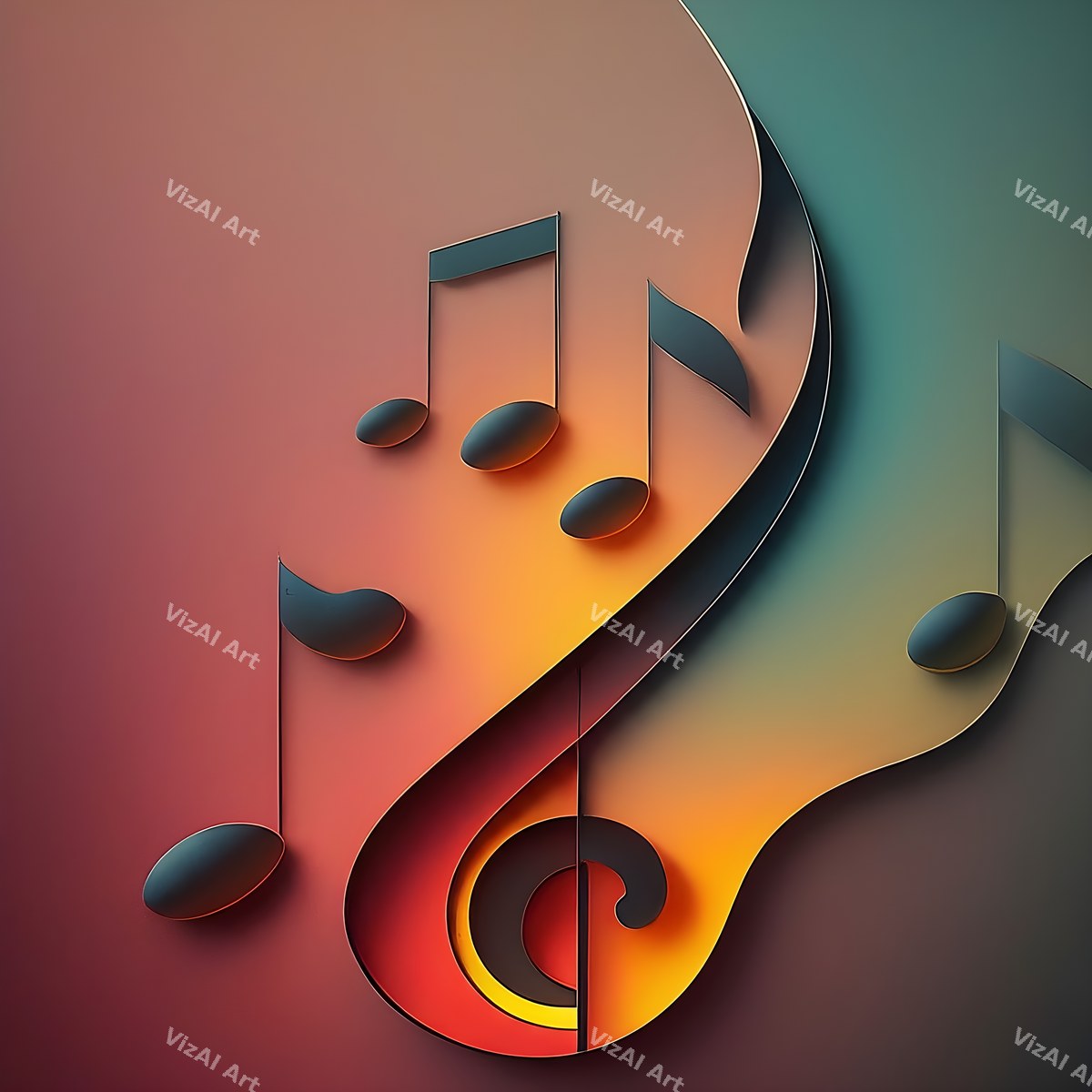 Gradient Music Notes Art — print 5