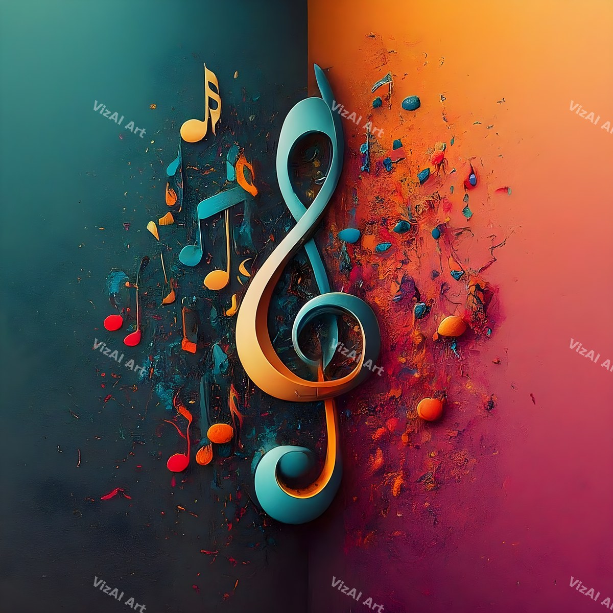 Music Notes Splash Art — print 12