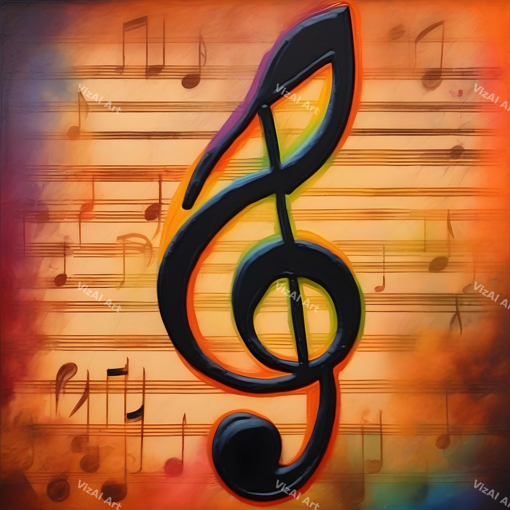 Painterly Canvas Treble Clef Art — print 1