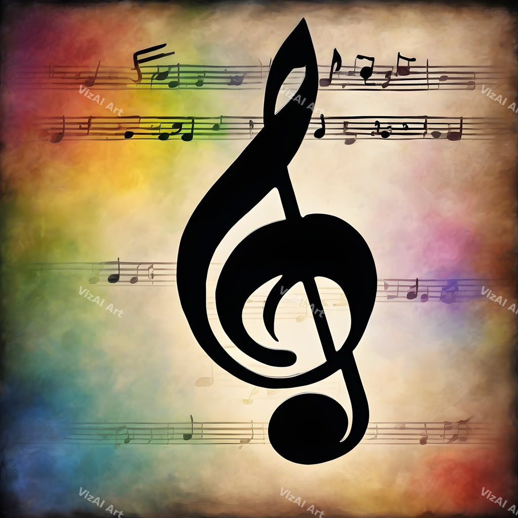 Painterly Canvas Treble Clef Art — print 2