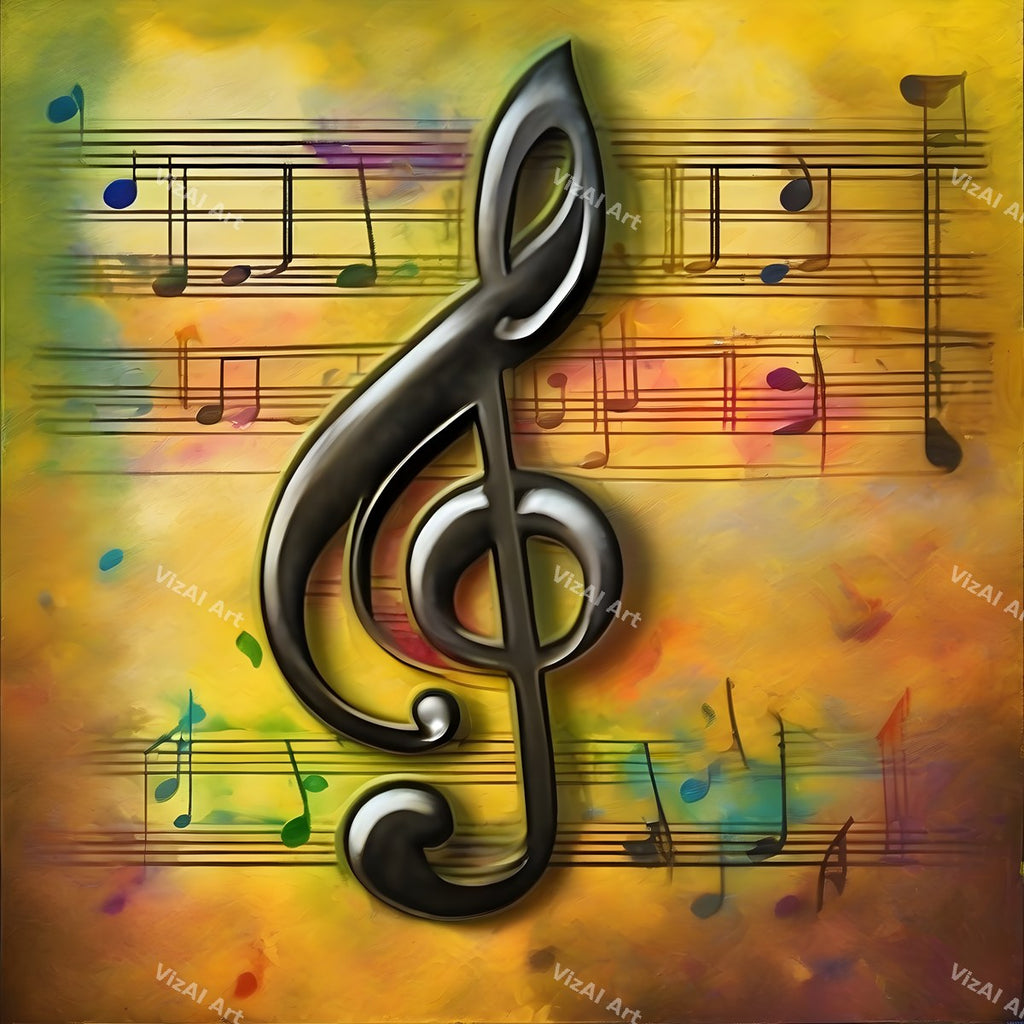 Painterly Canvas Treble Clef Art — print 5