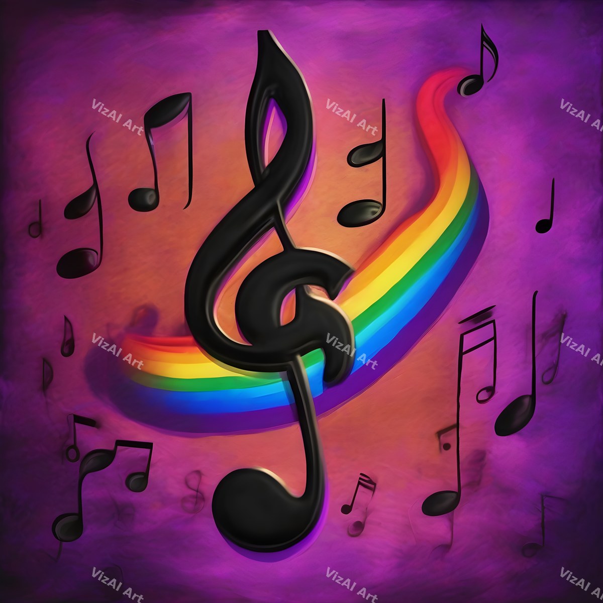 Painterly Canvas Treble Clef Art — print 7