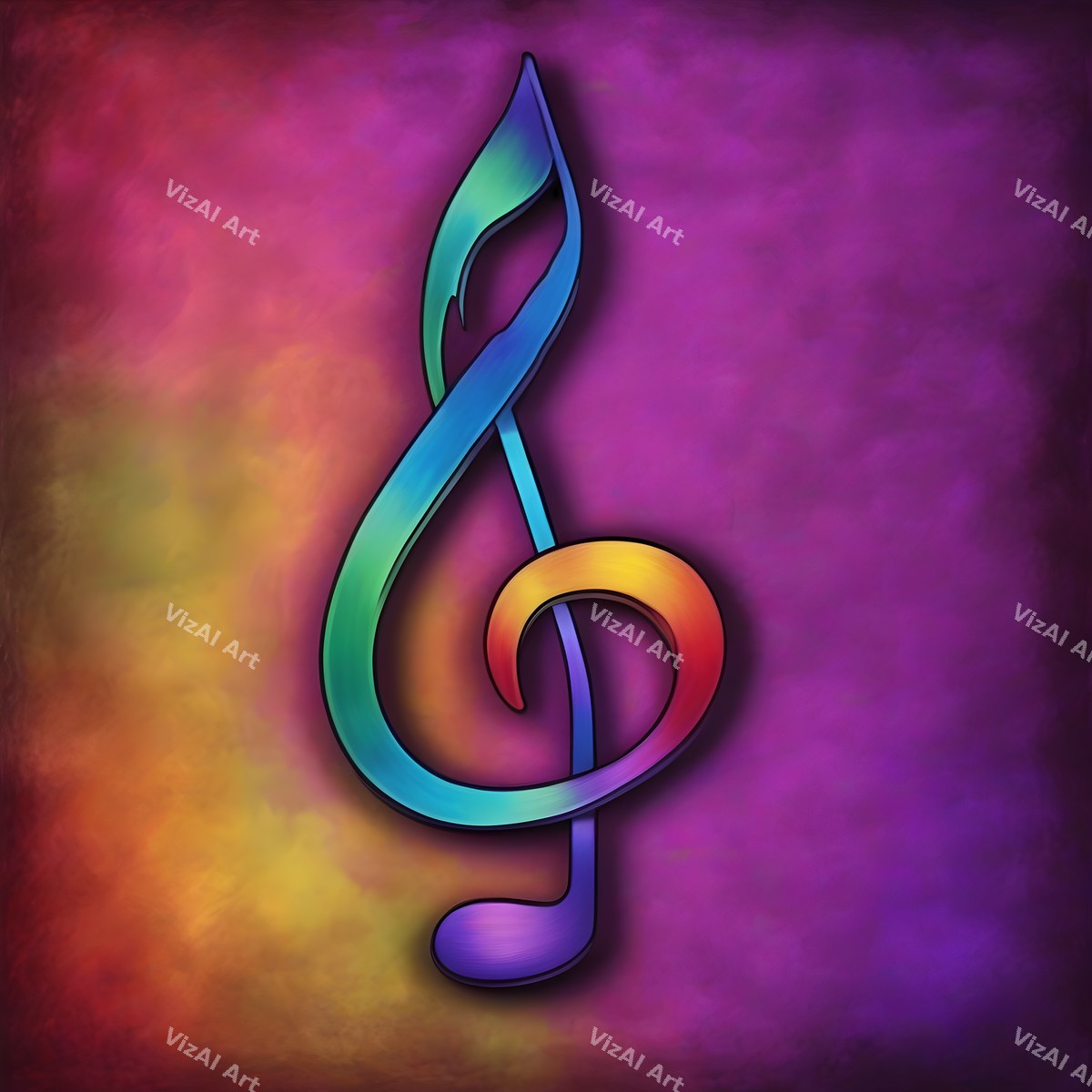 Painterly Canvas Treble Clef Art — print 8