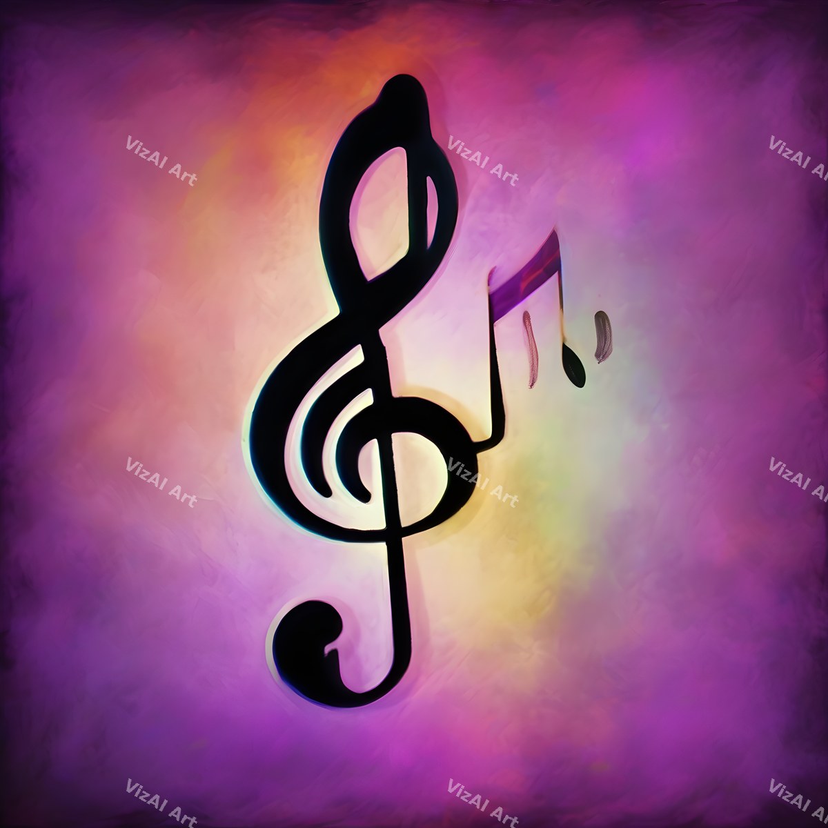 Painterly Canvas Treble Clef Art — print 9