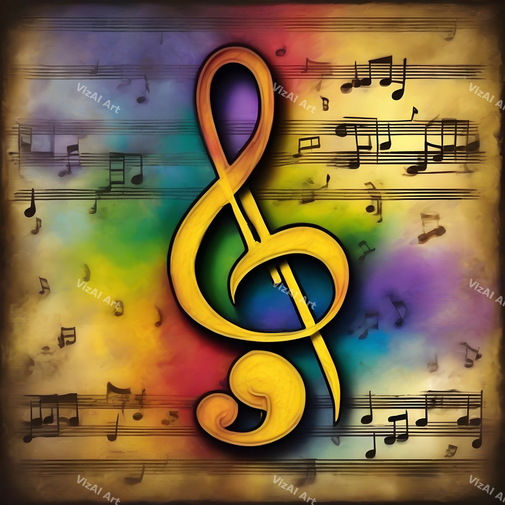 Golden Treble Clef Art — print 1