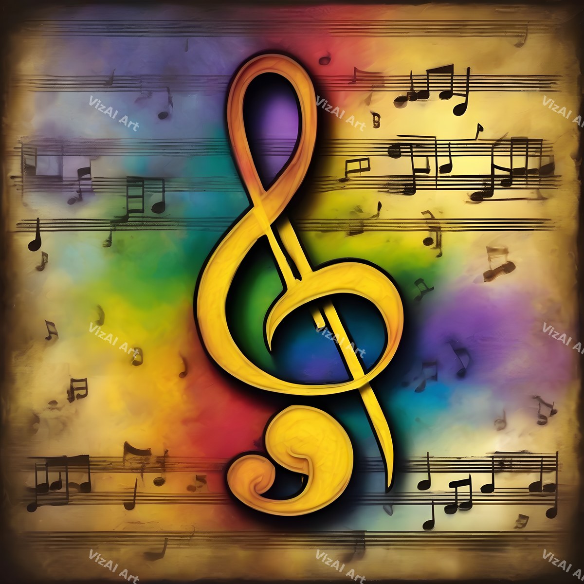Golden Treble Clef Art — print 1