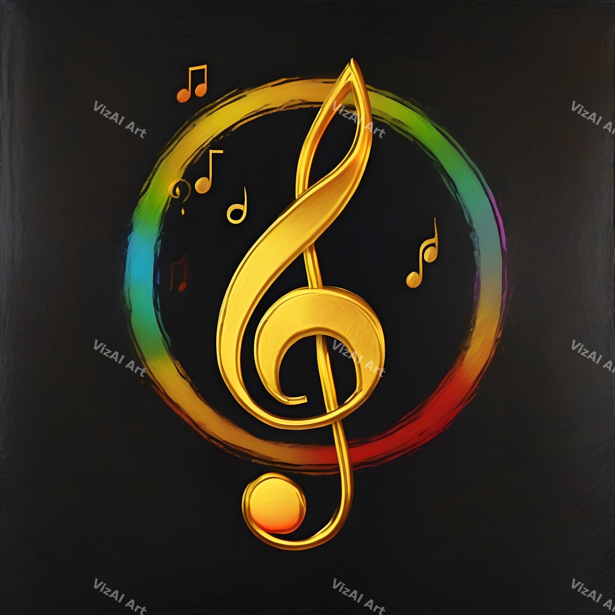 Golden Treble Clef Art — print 3