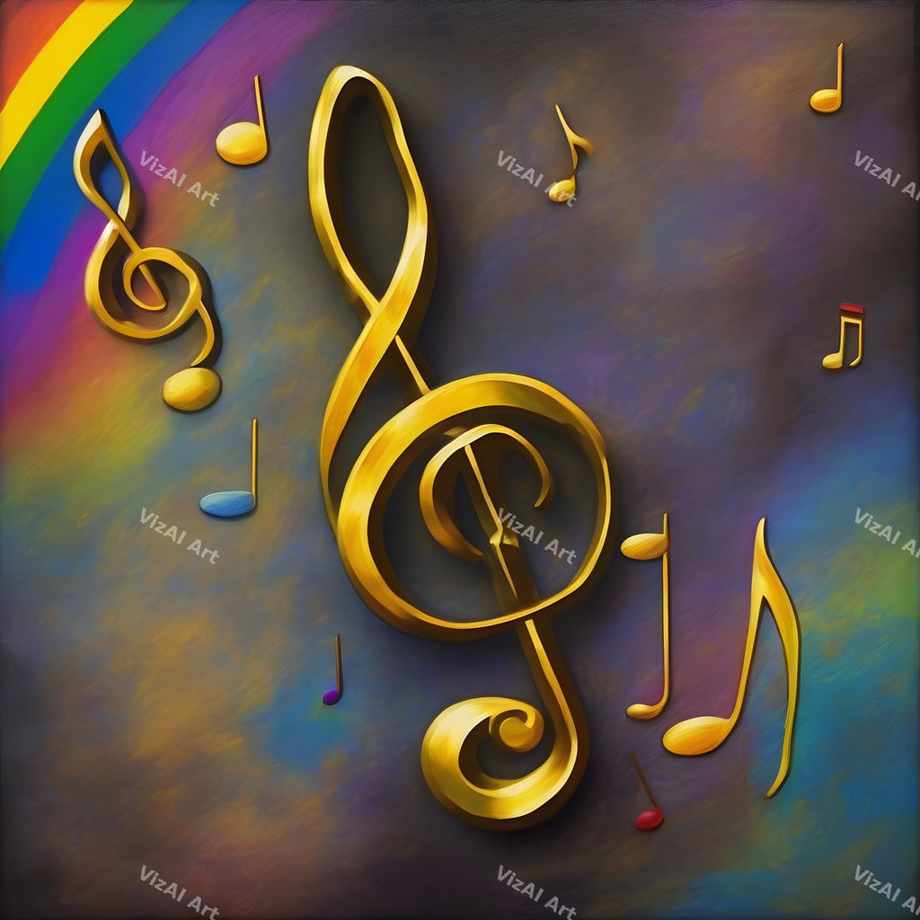 Golden Treble Clef Art — print 4