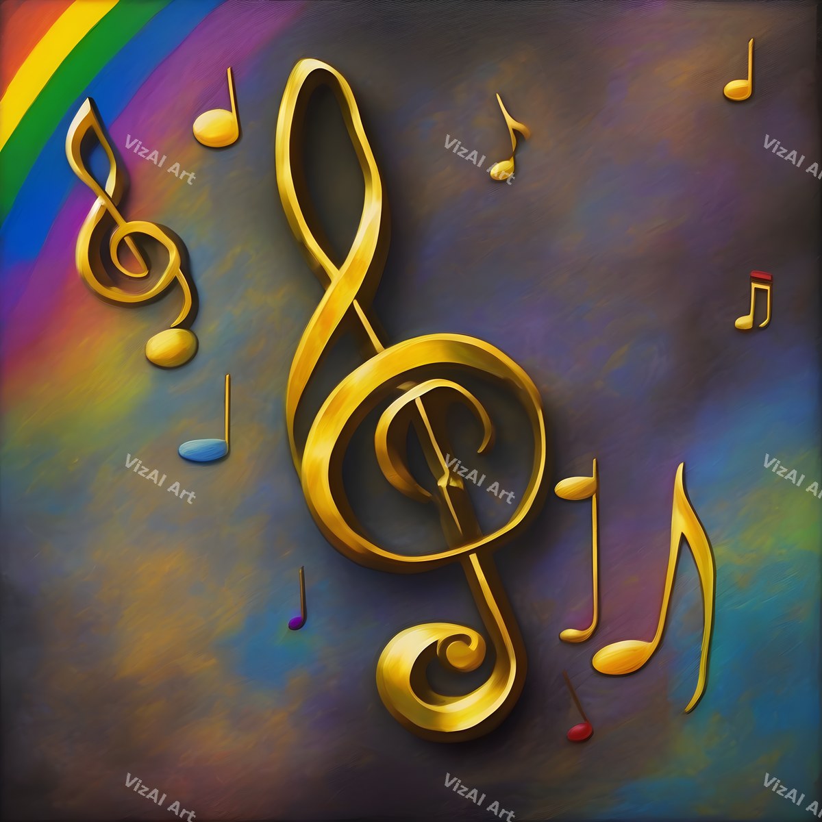 Golden Treble Clef Art — print 4