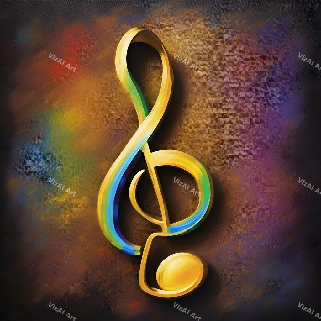 Golden Treble Clef Art — print 5