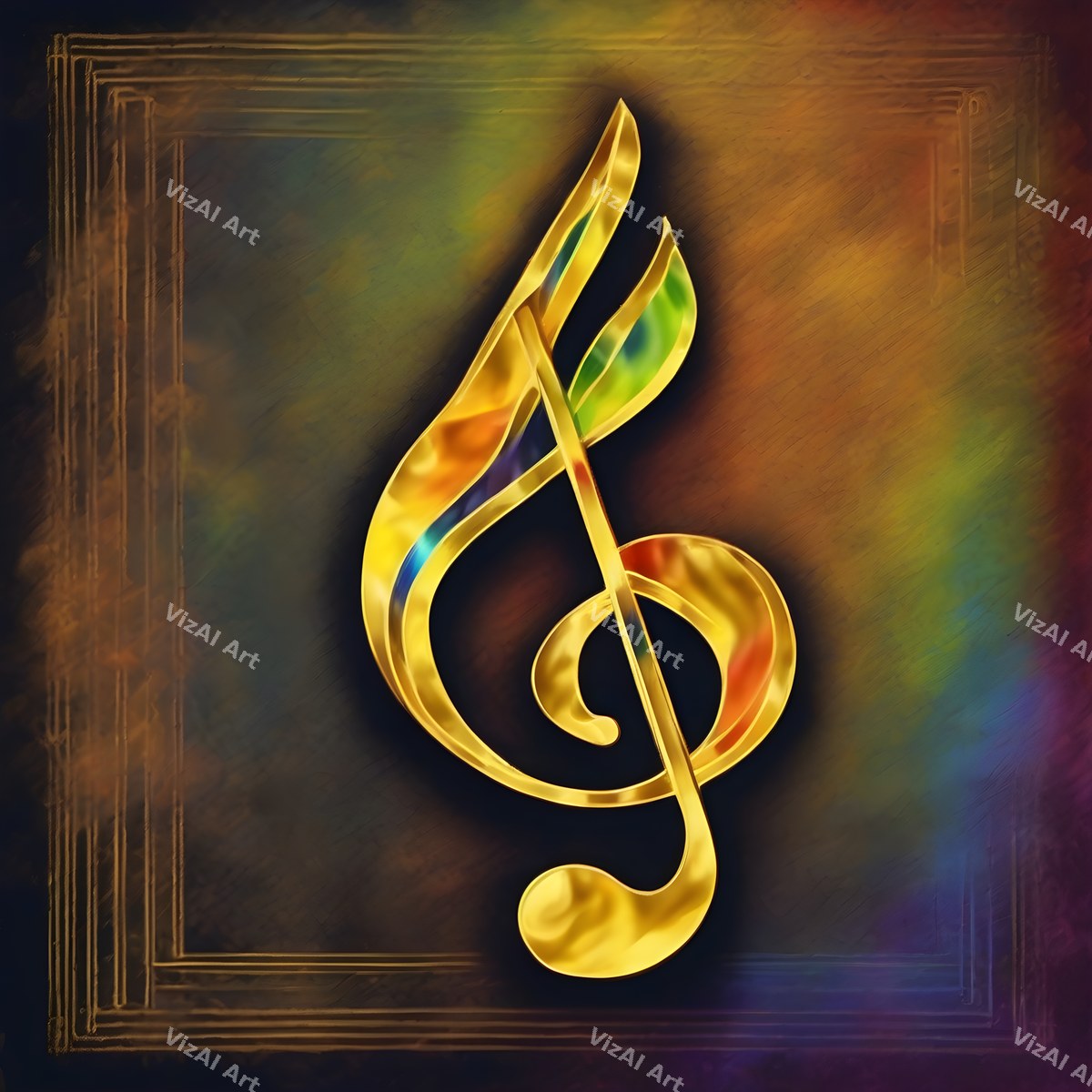 Golden Treble Clef Art — print 6