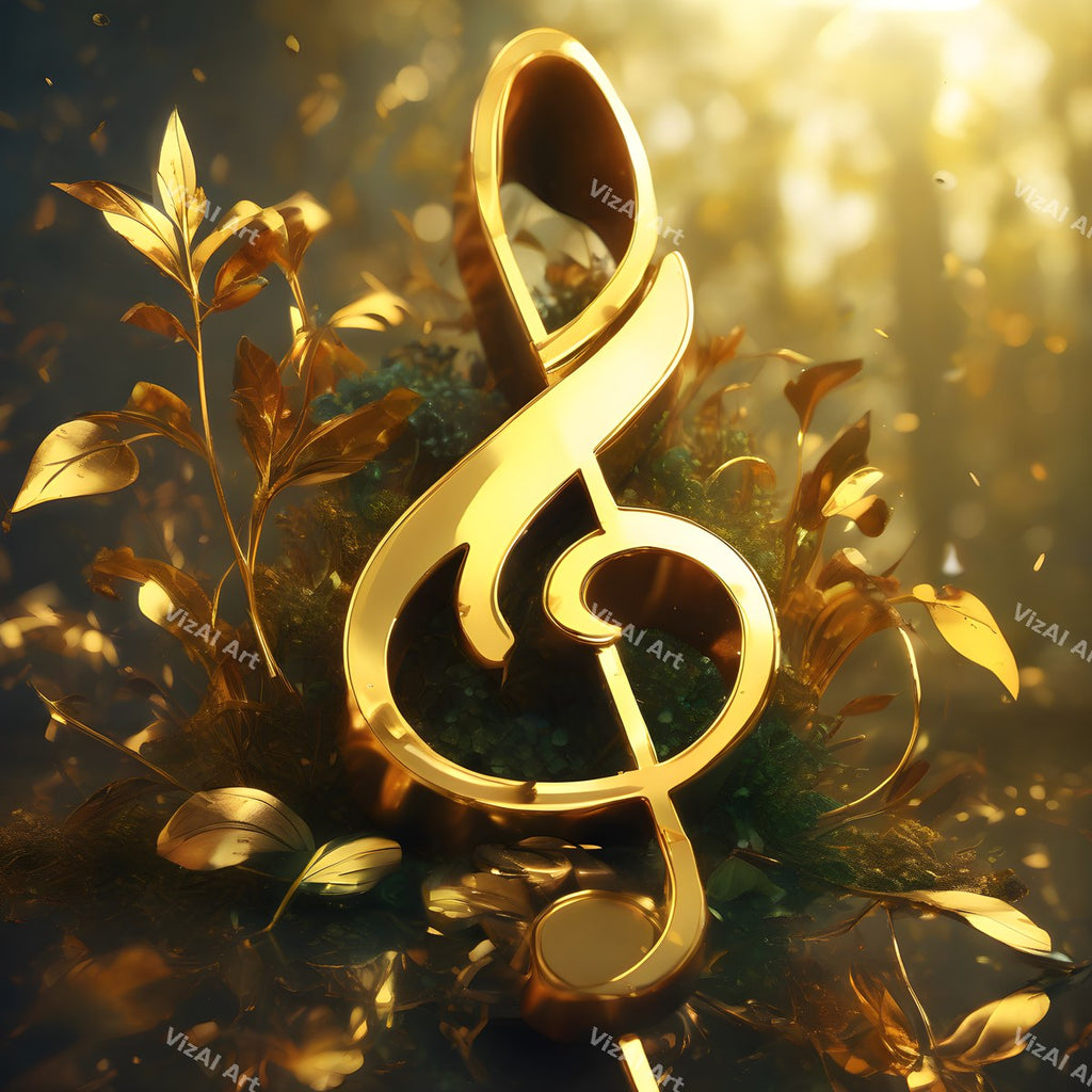 Golden Treble Clef Art — print 7