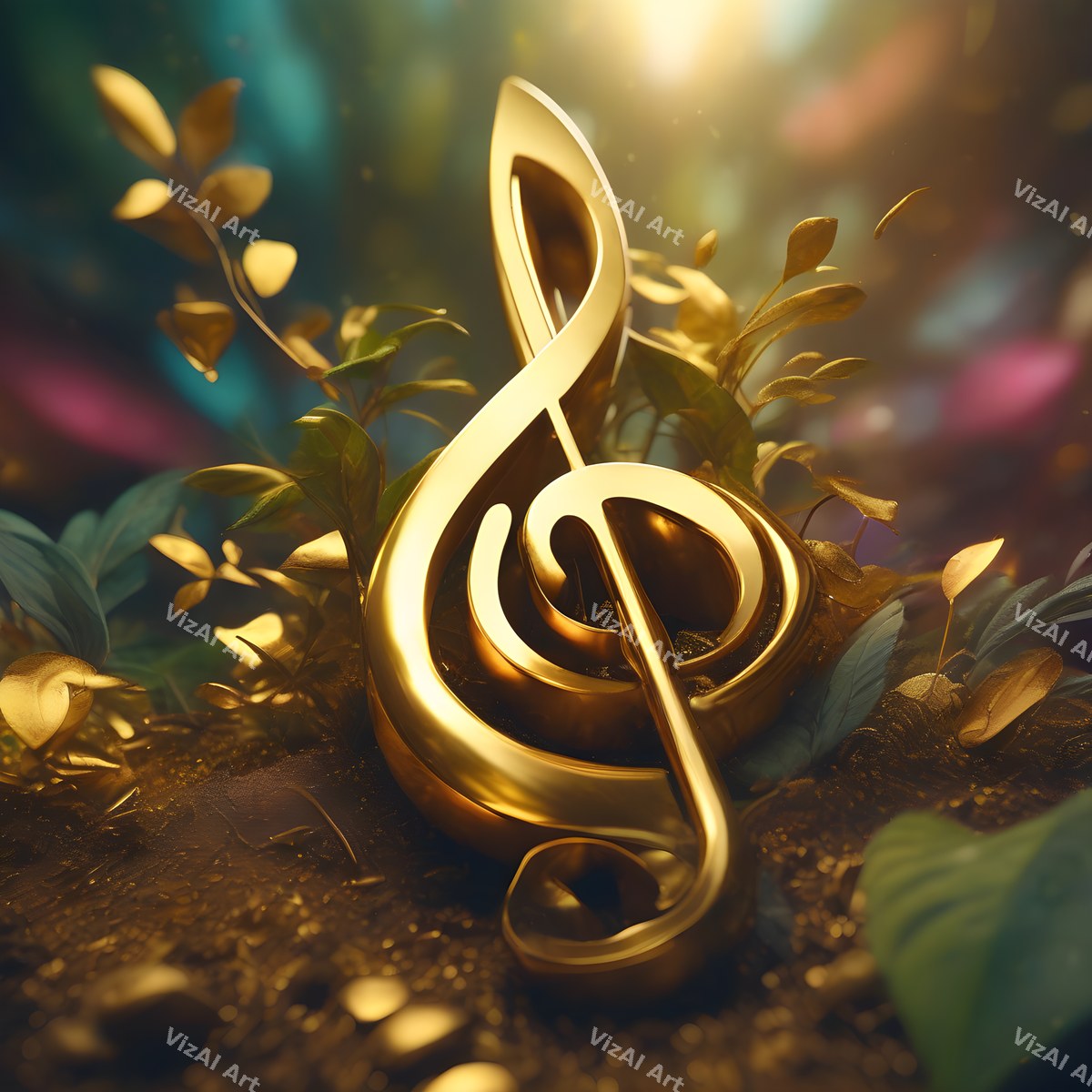 Golden Treble Clef Art — print 8