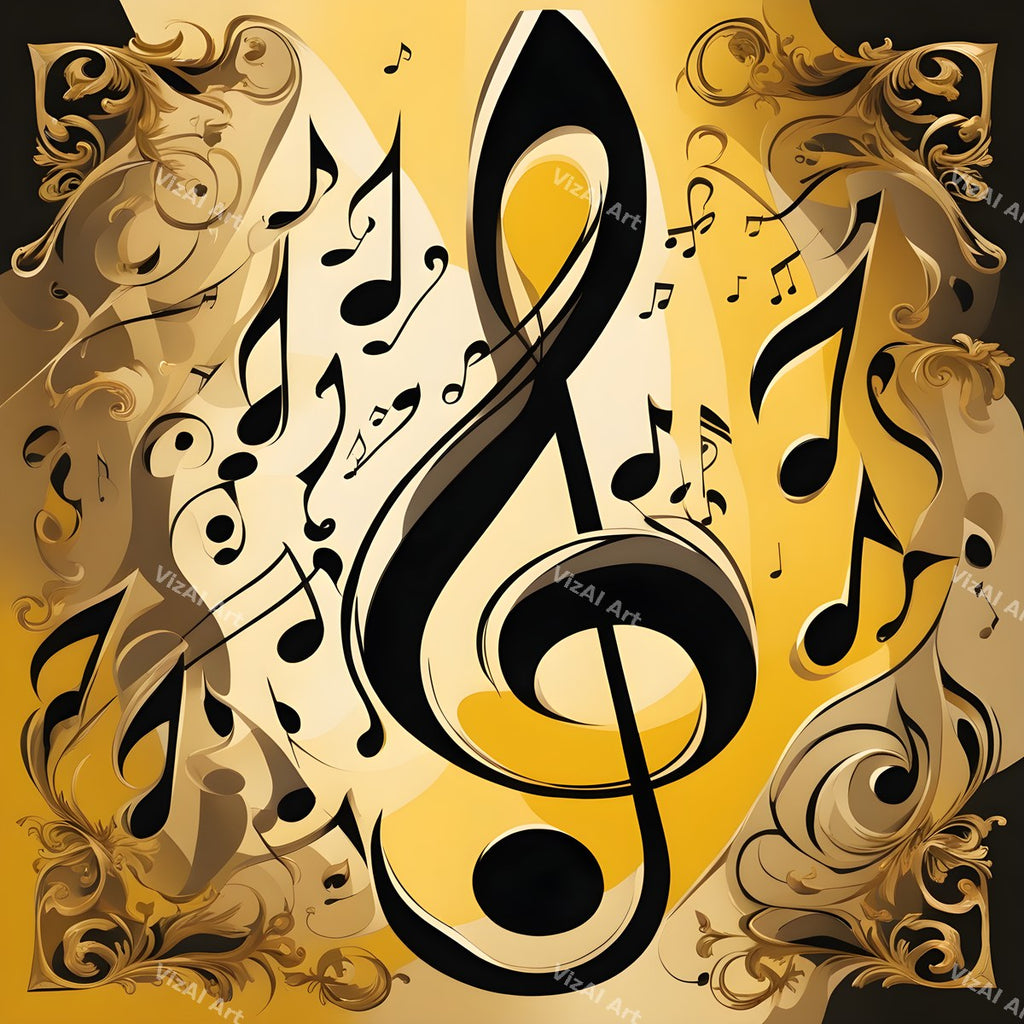 Golden Treble Clef Art — print 9