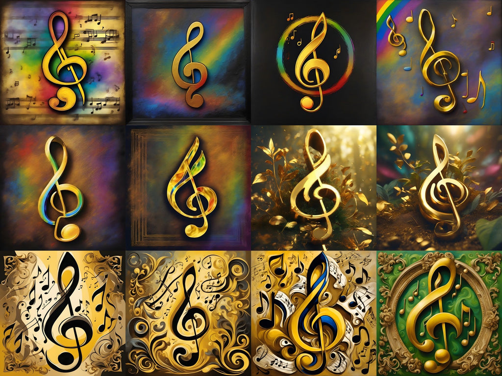 Golden Treble Clef Art — 12 Printable Prints