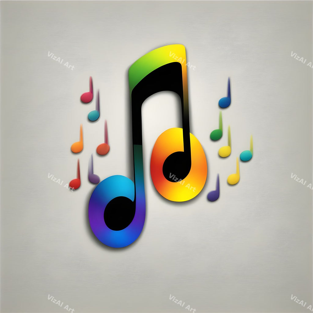 Rainbow on Grey Music Notes Art — print 5