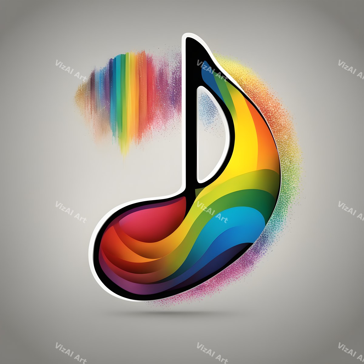 Rainbow on Grey Music Notes Art — print 6