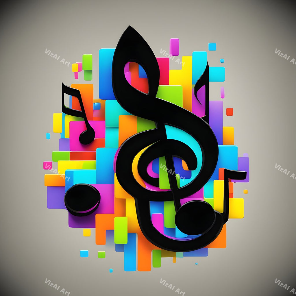 Rainbow on Grey Music Notes Art — print 10