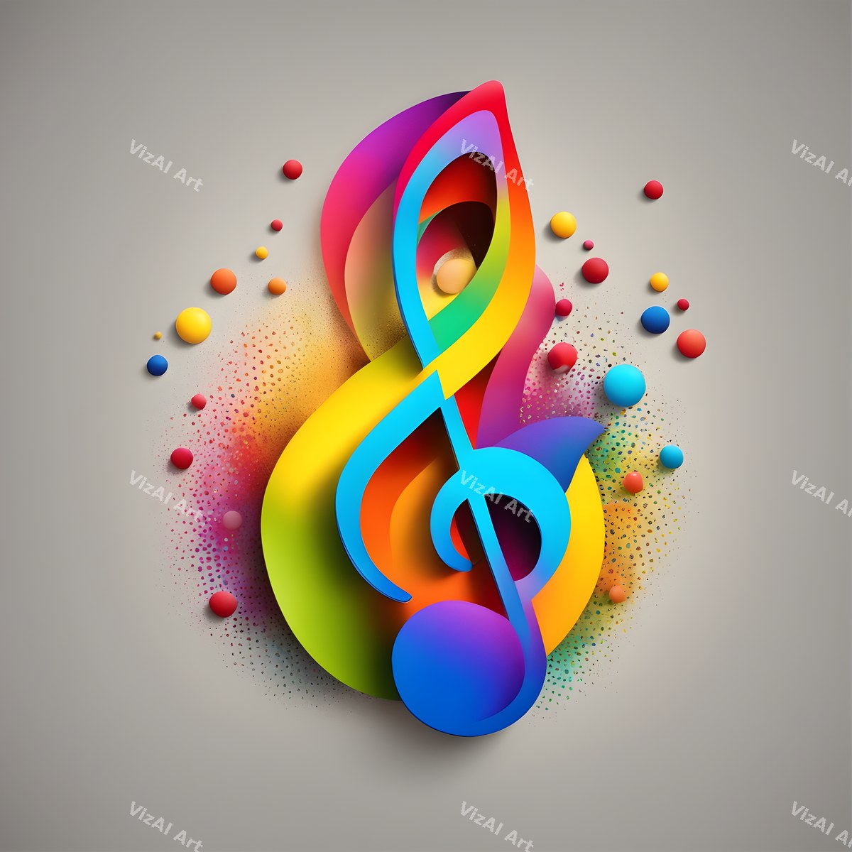Rainbow on Grey Music Notes Art — print 11