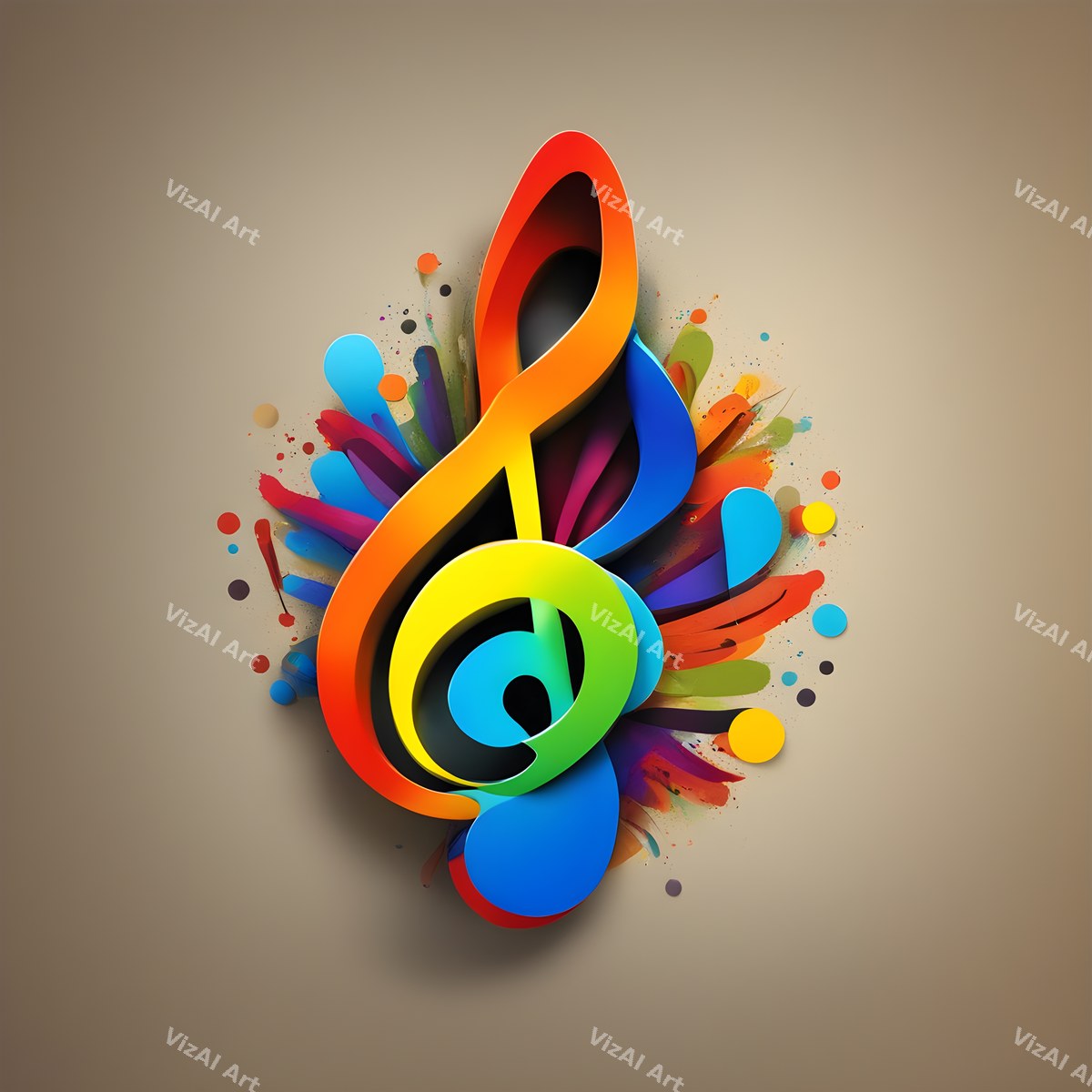 Rainbow on Grey Music Notes Art — print 12