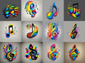 Rainbow on Grey Music Notes Art — 12 Printable Prints