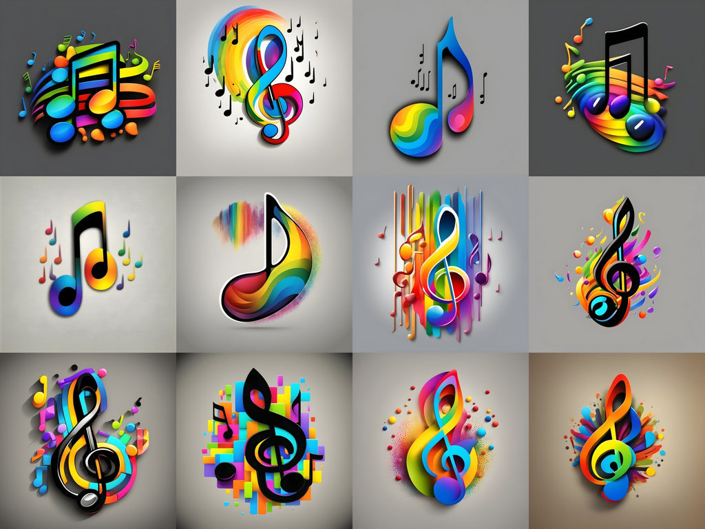 Rainbow on Grey Music Notes Art — Choose Your Print