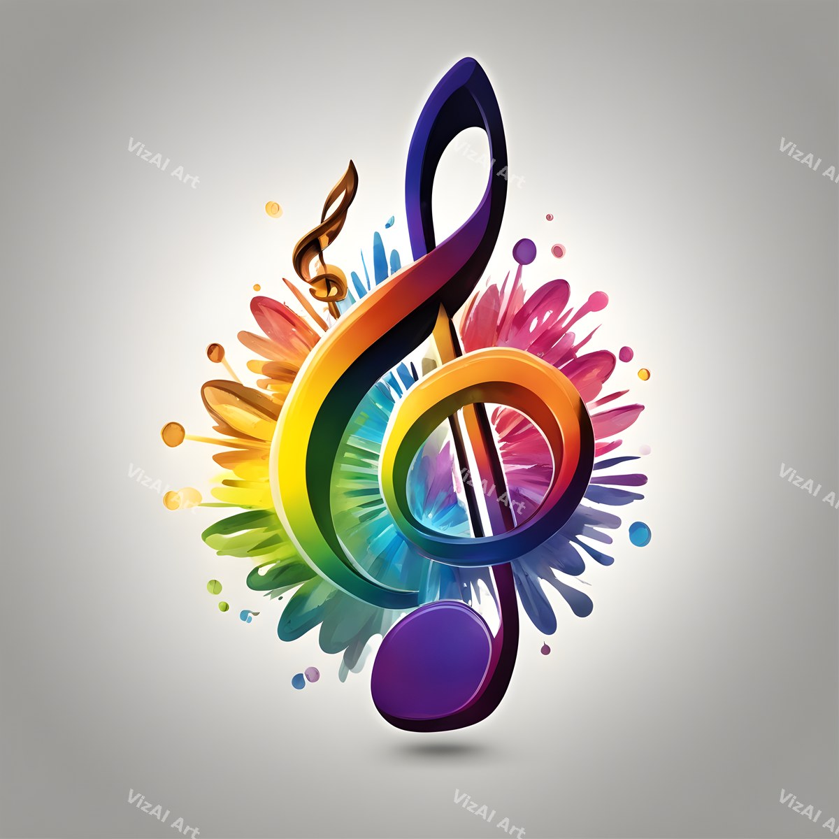 Rainbow Burst Treble Clef Art — print 1