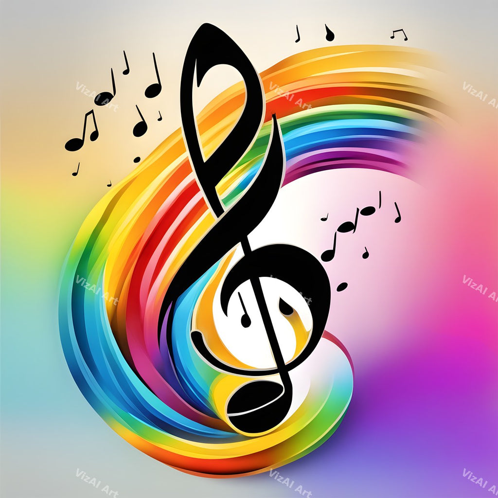 Rainbow Burst Treble Clef Art — print 2