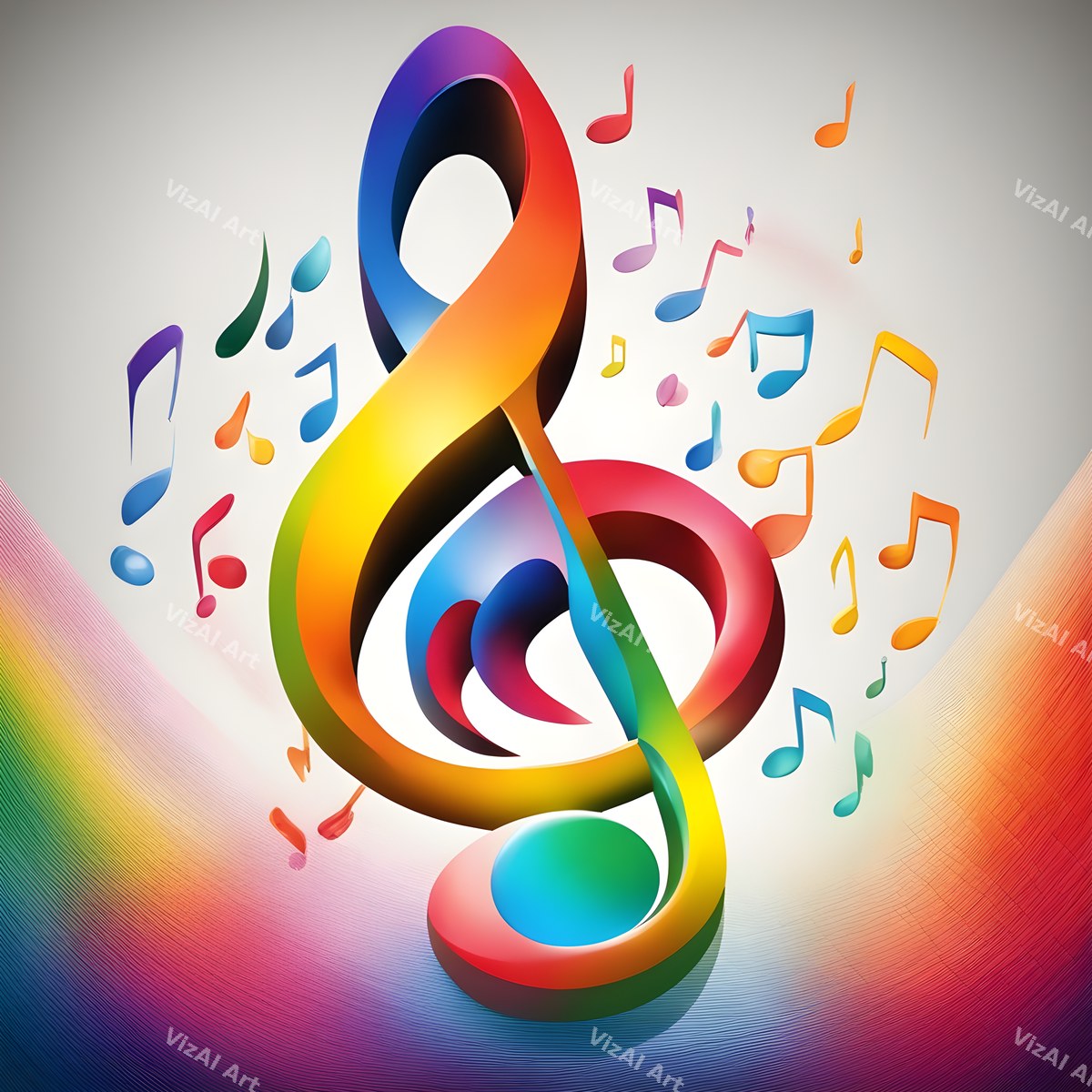 Rainbow Burst Treble Clef Art — print 3