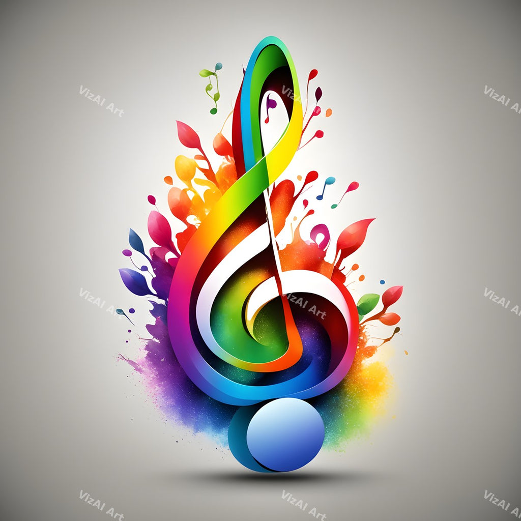 Rainbow Burst Treble Clef Art — print 4