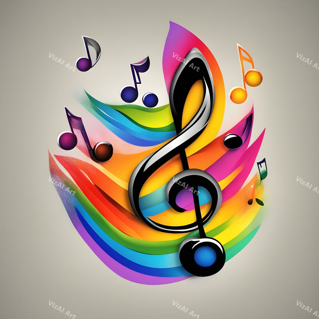 Rainbow Burst Treble Clef Art — print 5