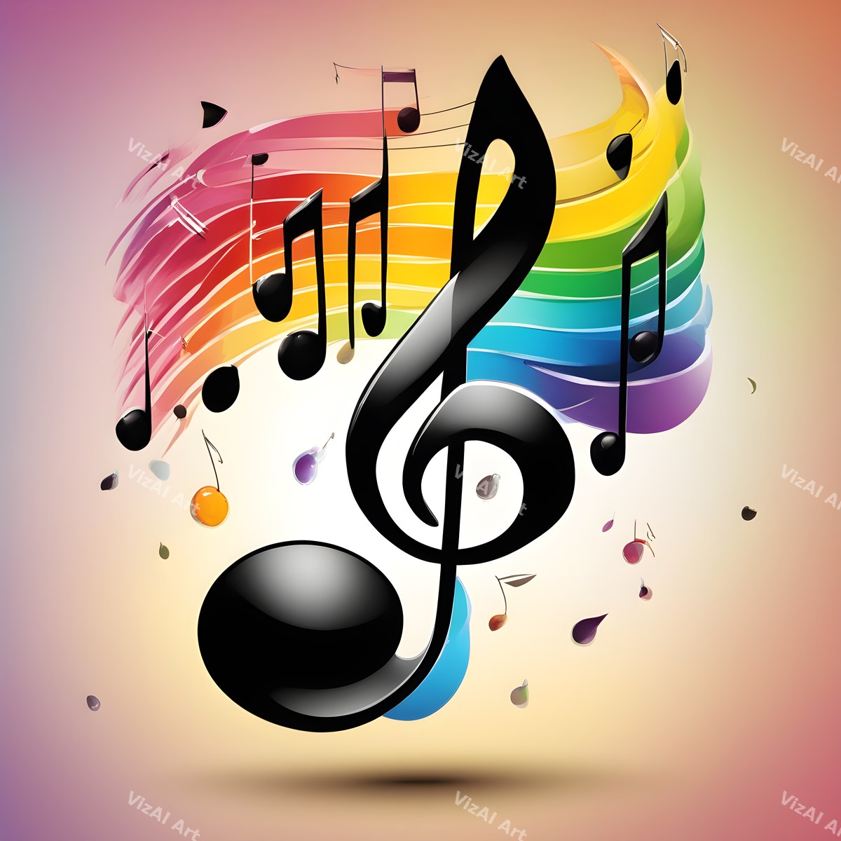 Rainbow Burst Treble Clef Art — print 6
