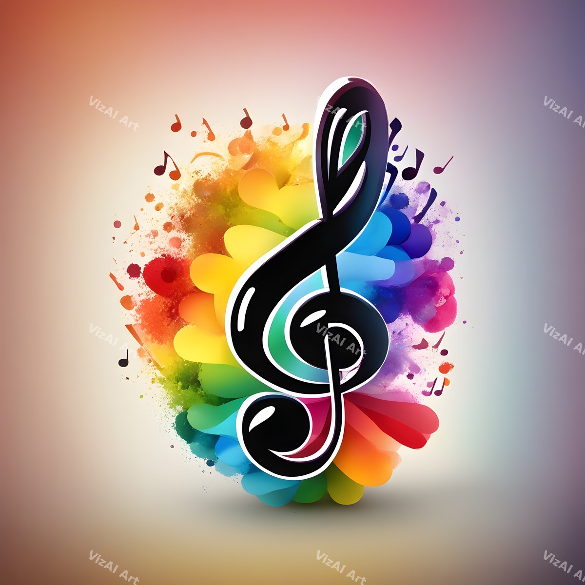 Rainbow Burst Treble Clef Art — print 7