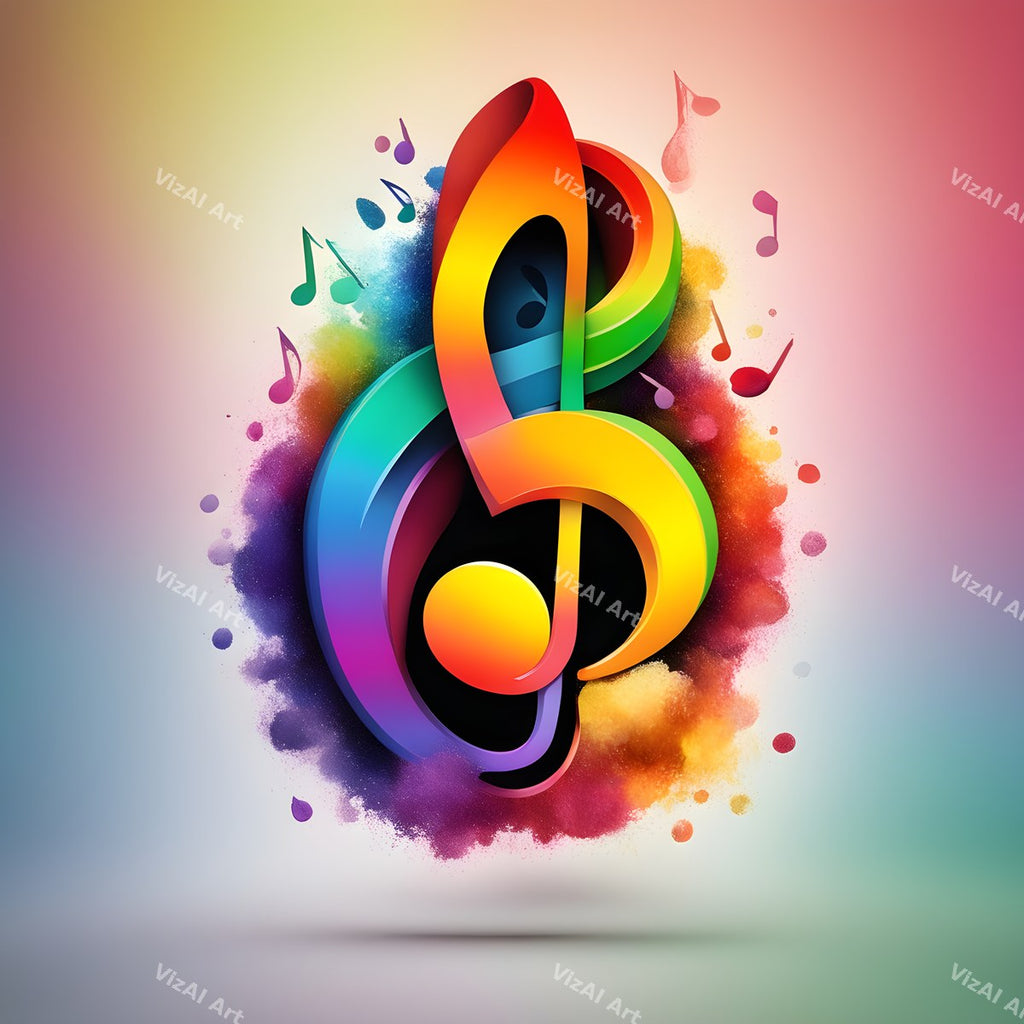Rainbow Burst Treble Clef Art — print 8