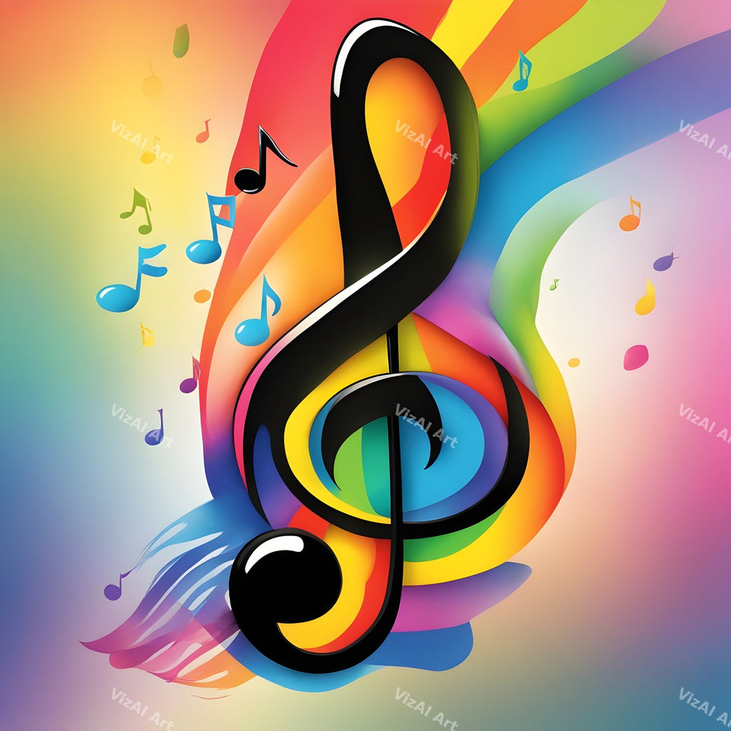 Rainbow Burst Treble Clef Art — print 9